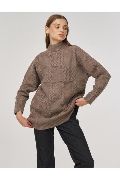 Kayra Crochet Garnished Knitwear Tunic Stone