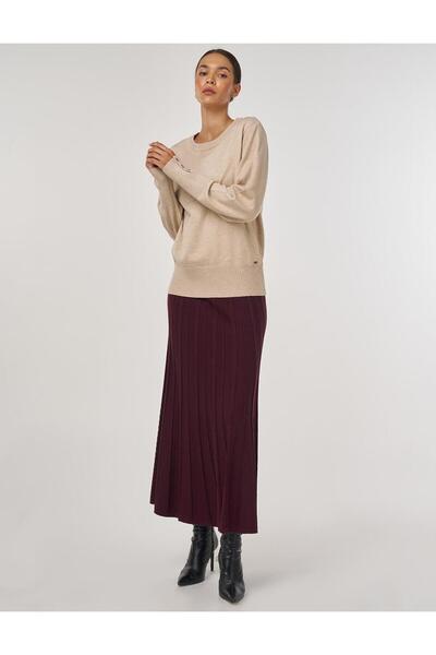 Kayra Button Detailed Wool Knitwear Sweater Beige