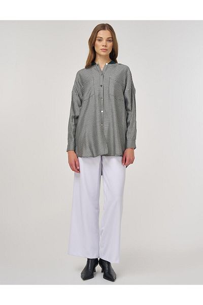 Kayra Goose Feet Pattern Viscose Tunic Nefti