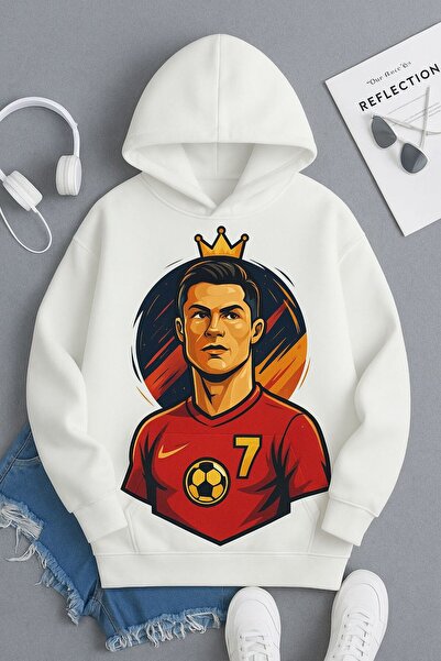 CLASSY.MODA Φούτερ με κουκούλα με κουκούλα με 3 κλωστές Πορτογαλίας Εθνική ομάδα Cristiano Ronaldo Νούμερο 7