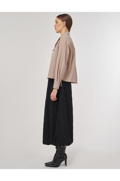 Kayra %100 Pamuklu Tek Cepli Bluz Vizon