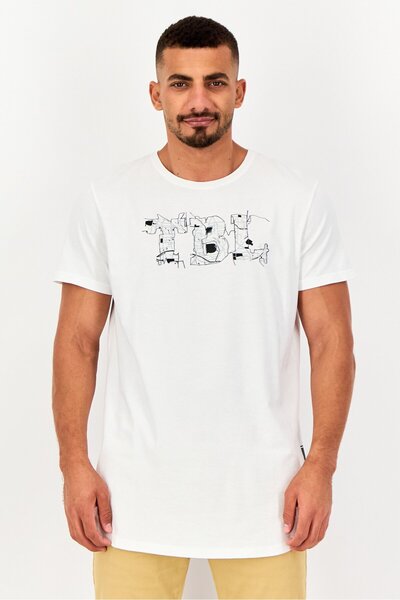 Timberland Men Crew Neck Short Sleeves Graphic Print T-Shirt, White