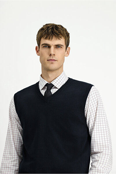 Kiğılı V Yaka Pamuklu Kaşmir Triko Süveter