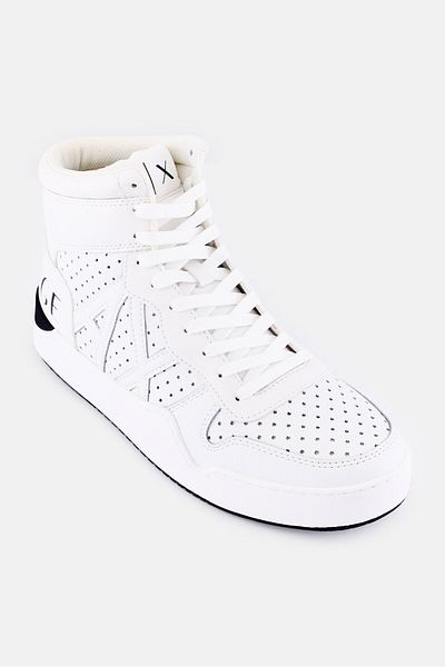 Armani Exchange Men Medium High Cut Lace Up Casual Shoes, White