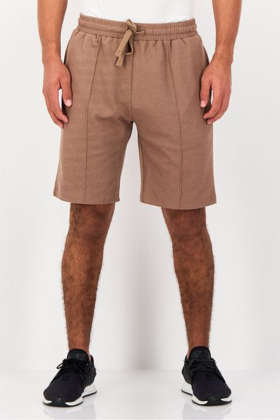 Algspar Men Textured Basic Shorts, Tan