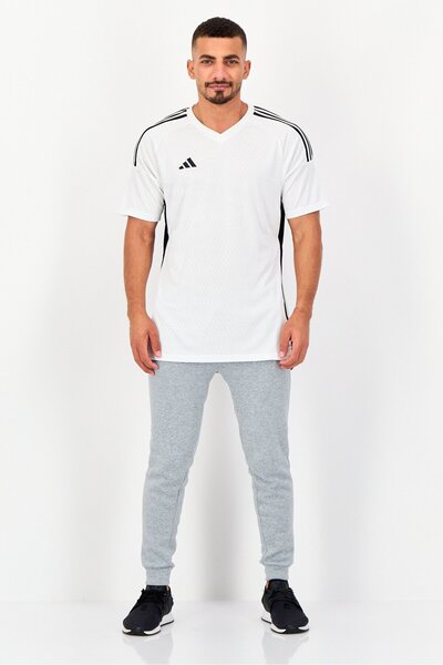 adidas Men Regular Fit Brand Logo Short Sleeves Training Jersey, White