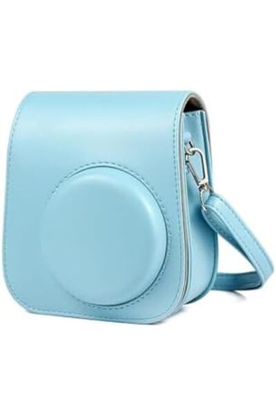 sharpdo Polaroid Mini 11 Protective Shoulder Camera Bag, Leather, Blue