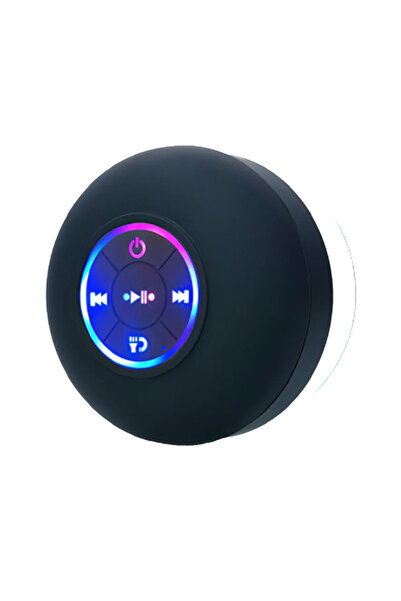 Choice مكبر صوت أسود صغير مزود بتقنية البلوتوث ومضخم صوت للاستحمام ومقاوم للماء ومكبر صوت حر اليدين مع شفط