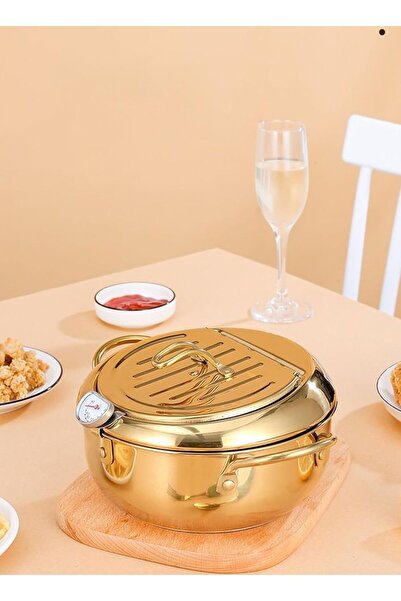 sharpdo Household 304 Stainless Steel Deep Fryer, Temperature Adjustable, Dedicated to Gas Induction Cookers