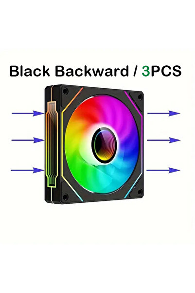 Choice3 A-RGB WHITE Black Backward 3pcs PRISM IV PRO Case Cooling Fan 120mm 5V 3 PIN ARGB, 12V 4 PIN PWM, fo