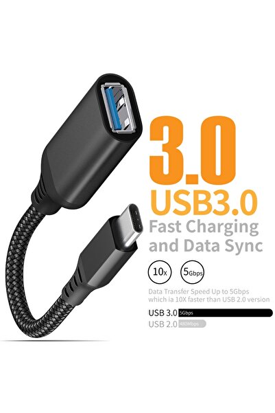 Choice 0.2m 1PC Black OTG Data Cable Type C To USB 3.0 AdapterA Male to Female Extension Cable MobilePhone