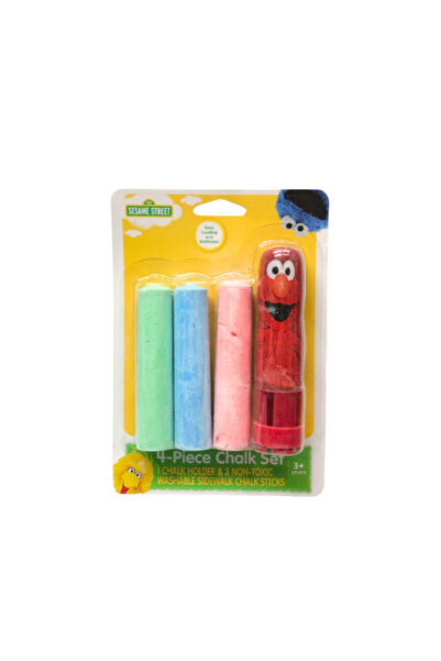 Sesame Street طباشير رصيف قابلة للغسل مكونة من 3 قطع مع حامل طباشير