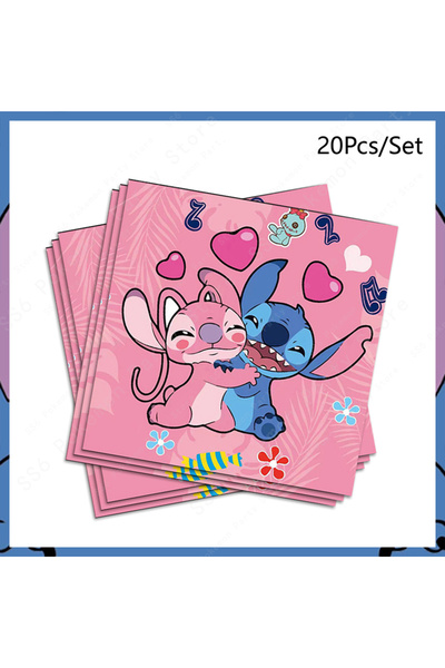 Choice5 Napkin 20Pcs Disney Lilo and Stitch Birthday Party Decoration Girl Boy Disposable Tableware Plate Ta