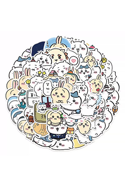 Miniso 60 قطعة من ملصقات الرسوم المتحركة المدرسية الأصلية من Chiikawa Cartoon ملحقات تزيين دفتر الملاحظات اللطيفة g