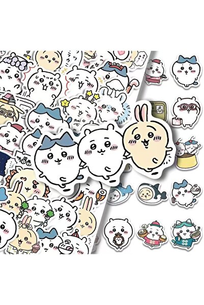 Miniso 66 قطعة من ملصقات الرسوم المتحركة المدرسية الأصلية من Chiikawa Cartoon ملحقات تزيين دفتر الملاحظات اللطيفة