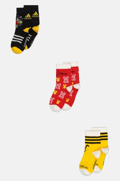 adidas Disney x Toddlers Boy 3 Pairs Graphic Print Socks, Multicolor