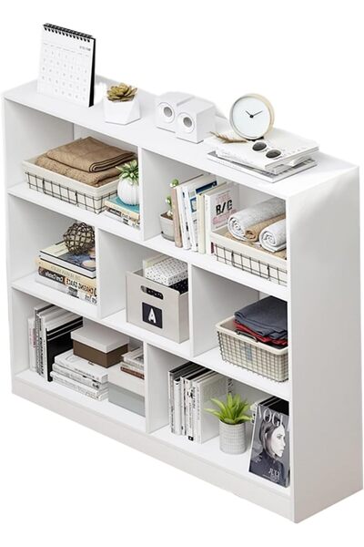 sharpdo Sharbedo Floor Bookshelf for Living Room – 3-Tier Storage Cabinet, White