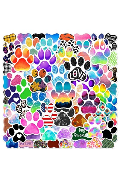 Choice MULTICOLOR 64Pcs Cute Cartoon Cat Dog Paw Print Stickers Animals Paw D...