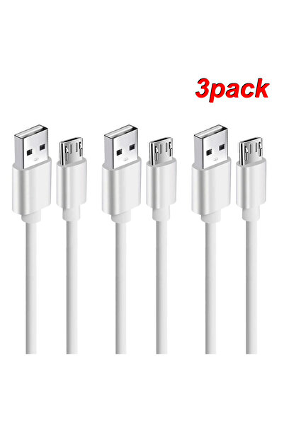 Choice كابل شحن سريع 2.4 أمبير من NNBILI، أبيض اللون، بطول 2 متر، مكون من 3 قطع، يدعم تقنية Micro USB، متوافق مع هواتف سامسونج.