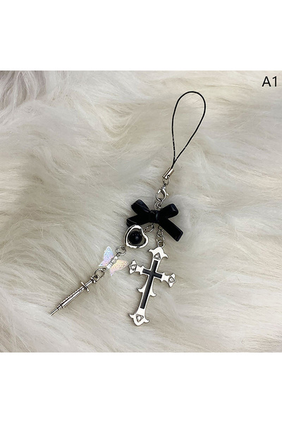 Choice نوع آخر D-1 1 قطعة سلسلة مفاتيح هاتف على شكل قلب متقاطع وحزام هدية للب...