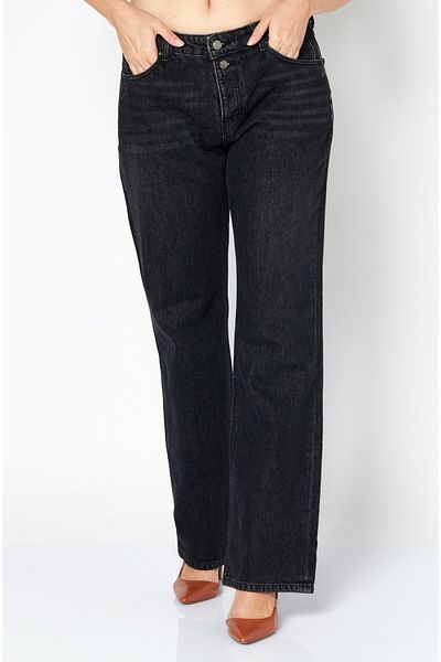 Esprit Women Regular Fit Washed Bootcut Denim, Washed Black