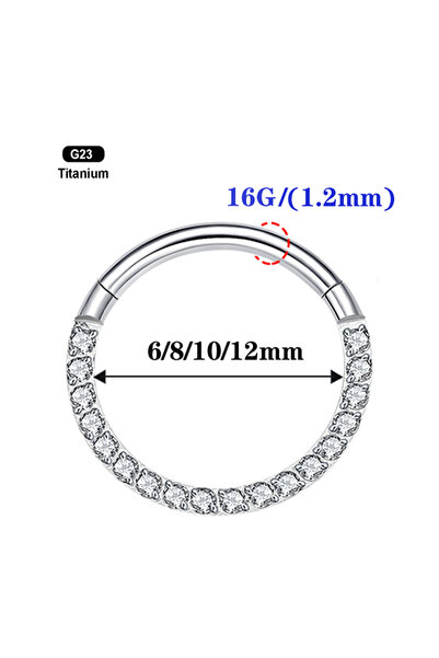 Choice 8 مم 16 جرام زركونيا مكعب مسطح قطعة واحدة من حلقات الحاجز الأنفي من التيتانيوم G23 لثقب الأنف الحلزوني والمحارة والزنمة