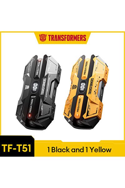 transformers سماعات رأس لاسلكية للألعاب TF-T51 بتقنية بلوتوث 5.4 باللونين الأصفر والأسود، صوت ستيريو