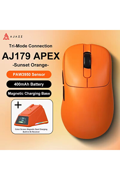Ajazz AJ179APEX-برتقالي AJ179 APEX PAW3950 ماوس ألعاب لاسلكي 3000 نقطة في البوصة 8 كيلو هرتز مريح لليد اليمنى