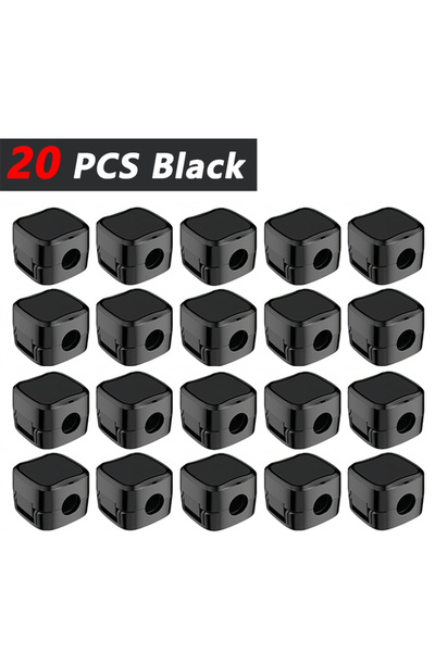 Choice 20 مشبك كابلات أسود قوي، حامل كابلات قابل للتعديل | منظم لاصق أسفل الم...