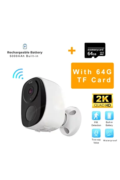Choice USB Battery Cam 64G Card Security Cameras Wireless Outdoor, 2K 3MP Battery Powered WiFi Security Cam