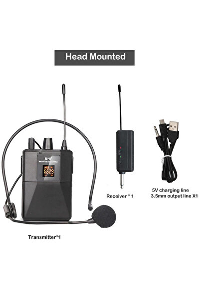 Choice مجموعة ميكروفون سماعة رأس لاسلكية UHF مثبتة على الرأس مع جهاز إرسال واستقبال وشاشة عرض رقمية LED