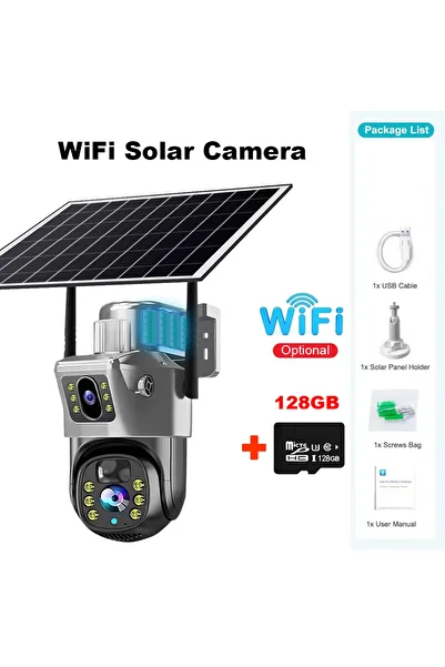 Choice WiFi Cam 128GB Card V380 Pro WiFi Solar Camera 4G Dual Lenses Outdoor 8MP Low Power Battery IP Camer
