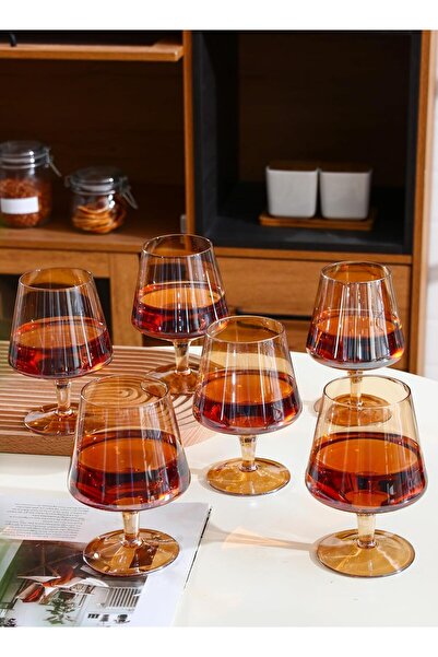 sharpdo 6 Pieces 480ml Flat Diamond Glass for Fruit, Juice, and Drinks (Amber), by Sharbedo