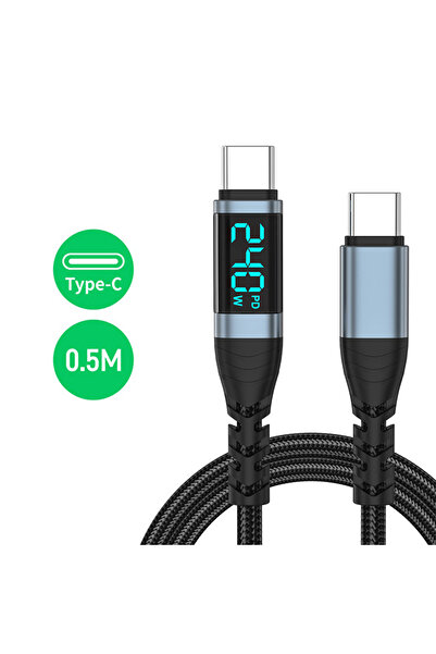 Choice كابل عرض رقمي فائق الشحن من النوع C إلى النوع C بقوة 240 واط بطول 0.5 ...