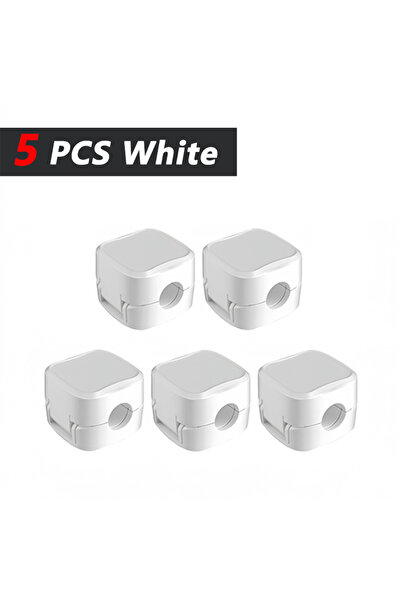 Choice 5 مشابك كابلات بيضاء قوية، حامل كابلات قابل للتعديل | منظم لاصق أسفل ا...