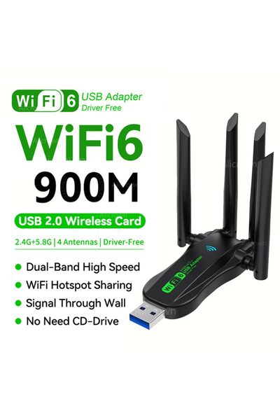 Choice 900M and BT5.4 WIFI 6 AX900 BT 5.4 USB WiFi Adapter 2in1 Dongle 4 Antennas Wireless Wlan External Ne