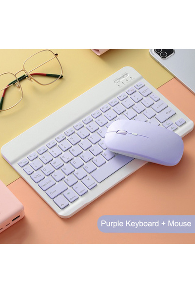 Choice1 Purple set Bluetooth Keyboard Mouse For iPad Xiaomi Samsung Huawei Phone Tablet Slim Mini Wireless K