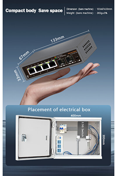 Choice1 EU Plug 2.5Gbps Network Switch 4+2 Port 2500Mbps Ethernet Switcher 2 Port 10G SFP+ Slot
