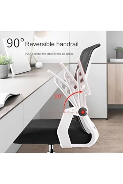 sharpdo Adjustable Height Ergonomic Office Chair with Foldable Armrests by Sharbedo - White Nylon