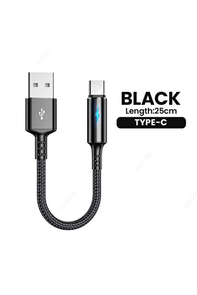 Vikefon كابل USB من النوع C بطول 25 سم، 3 أمبير، كابل بيانات قصير من النوع C ...