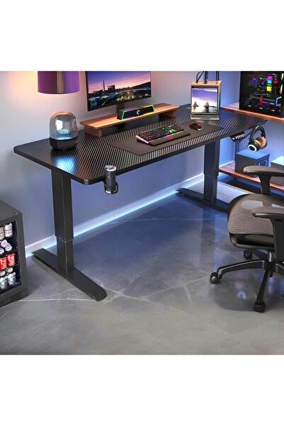 sharpdo Smart Electric Gaming Table with Cup Holder, Height Adjustable 73 ~ 118 cm, Suitable for Bedroom and