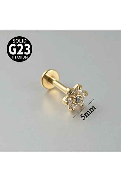 Choice 1.2 × 8 مم ذهب 5 مم قطعة واحدة من التيتانيوم G23 زهرة أوبال الأذن تراغوس الغضروف الحلزوني شفة الأذن قرط الأذن الزركون