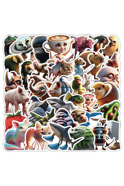 Choice 50Pcs 50Pcs Abstract Animal Stickers Tung Tung Sahur Italian Brainrot Animals Cartoon Decal DIY Lugg