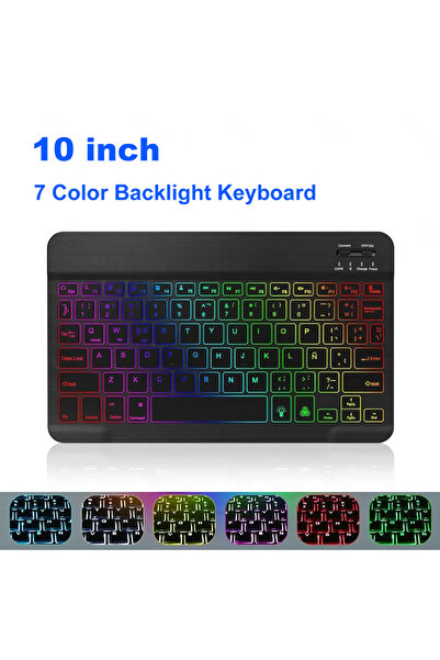 choice2 7 Color 10inch Mini Keyboard Wireless Bluetooth 5.0 Keyboard RGB Backlit Rechargeable Keyboard Silen