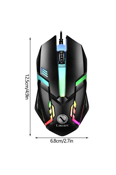 Kebidumei ماوس USB سلكي أسود RGB ملون ماوس ألعاب رياضية إلكترونية ماوس مكتب سلكي لأجهزة الكمبيوتر المكتبية