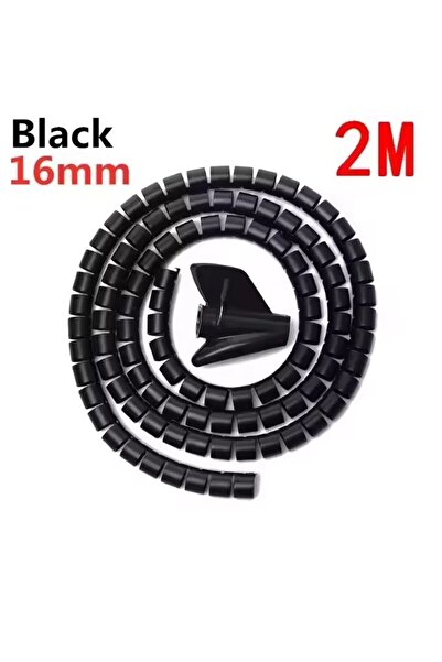 Choice 16Mmx2M Black 2m Flexible Spiral Cable Wire Protector Cable Organizer Computer Cord Protective Tube