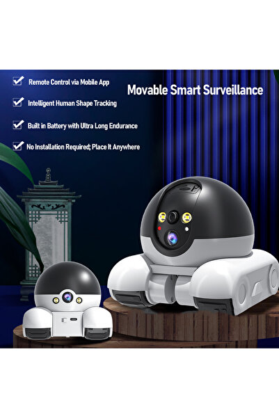 Choice Indoor Security Camera 2MP Double Lens 5200mAh Rechargeable Battery APP Remote Control Pet Robot ...