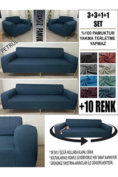 Home %100 PAMUK FRANSIZ KUMAŞ 3+3+1+1 KOMPLE GİYDİRME KANEPE&ÇEKYAT, BOHEM, PORTO, VB MODEL