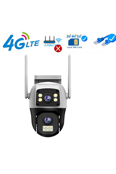 Choice EU Plug 4G Camera No Card 4K 8MP 4G SIM IP Camera Dual Lens Outdoor Wa...