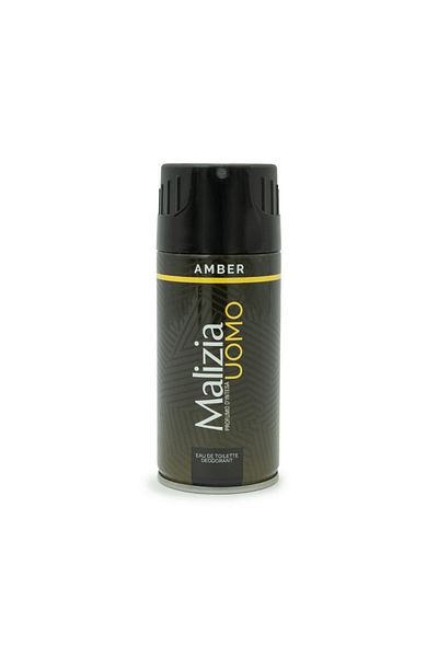 Malizia Uomo Amber Deodorant Body Spray for Men 150ml|Premium Brand,Warm Amber Scent,Men’s Grooming
